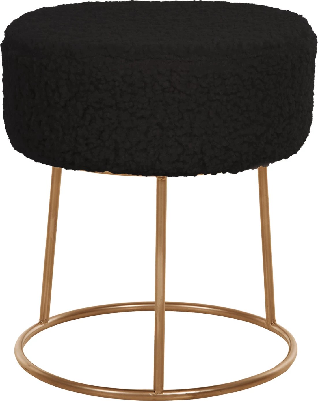 Karrige për bar KARLO FH8411.24, pëlhurë boucle e zezë, bazë e artë, Φ35x41H cm