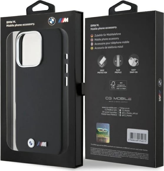 Mbështjellës BMW M Smooth Full Wrapped Metal MagSafe për iPhone 16 Pro Max, Zi