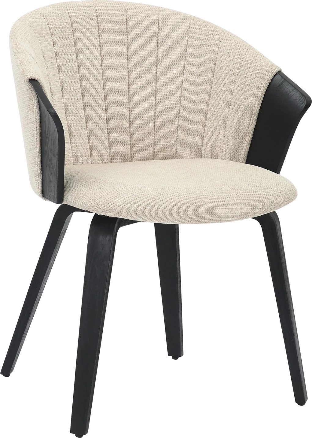 Karrige për ngrënie JESPER FH9977.02, kornizë prej druri, pëlhurë e zezë-ekru, 61x54x74H cm