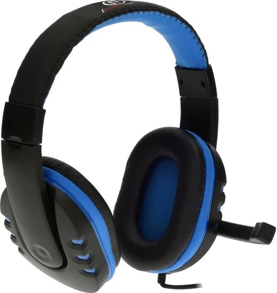 Kufje me mikrofon Rebeltec REVOL, 3.5mm minijack, Stereo, të zeza/blu