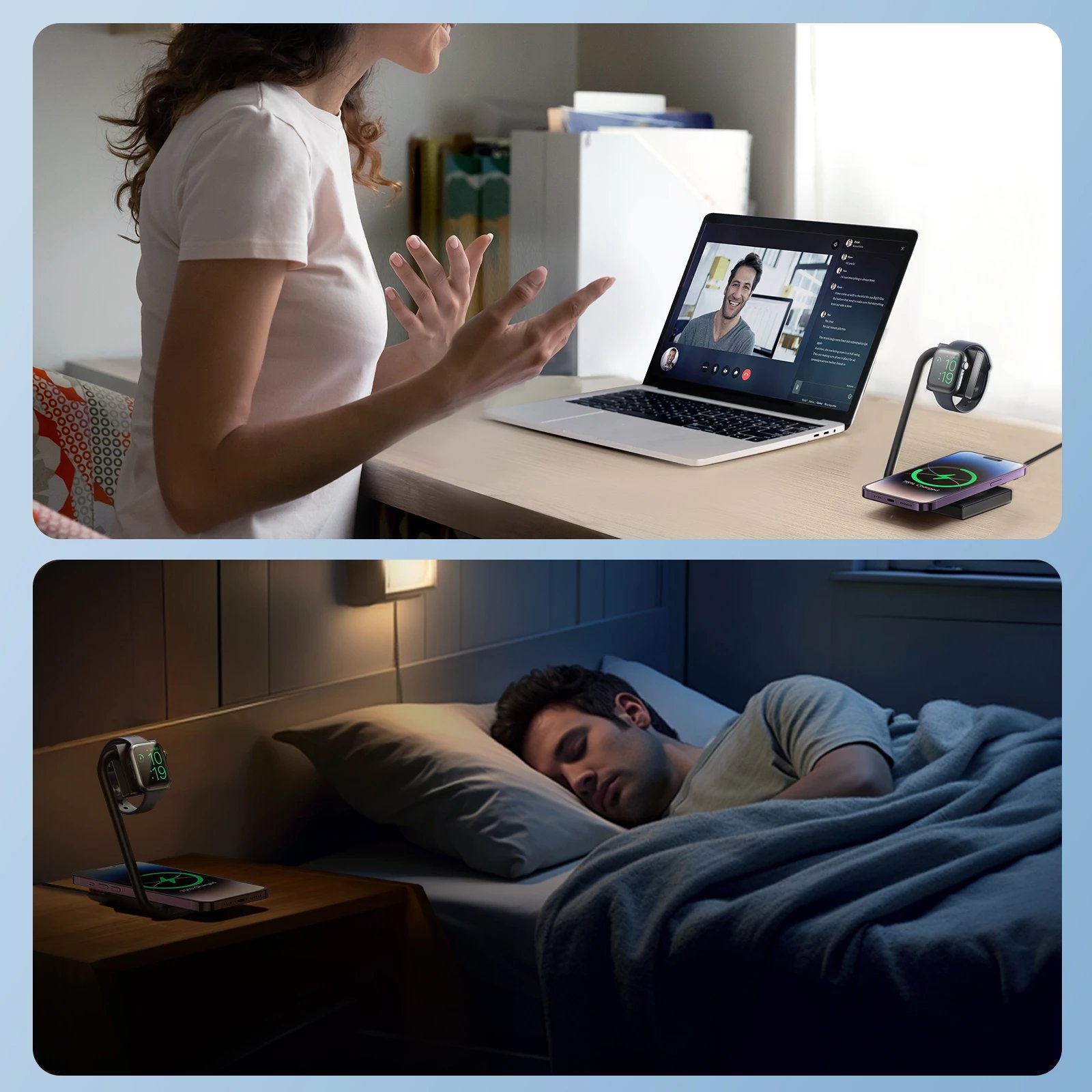 Karikues induktiv 2-në-1 Joyroom JR-WQN05, MagSafe/Qi, i palosshëm, i zi