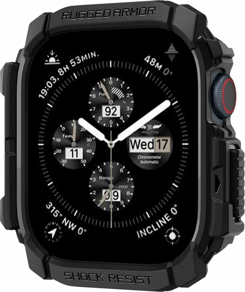Mbështjellës Spigen Rugged Armor për Apple Watch 10, 42mm, i zi