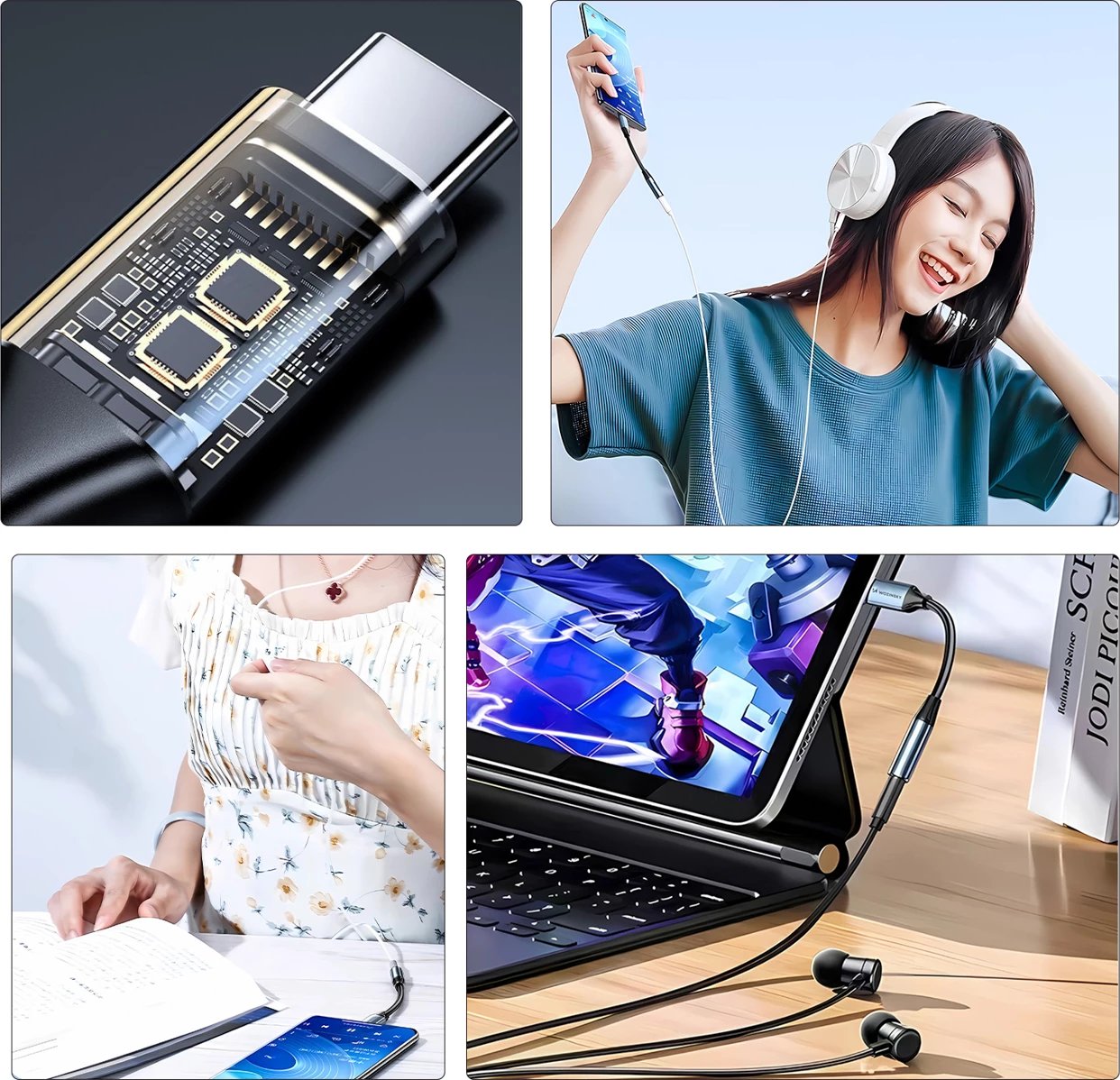 Përshtatës USB-C në 3.5 mm mini jack, Wozinsky, WACM-01, HiFi audio, OMTP/CTIA, alumini, i zi
