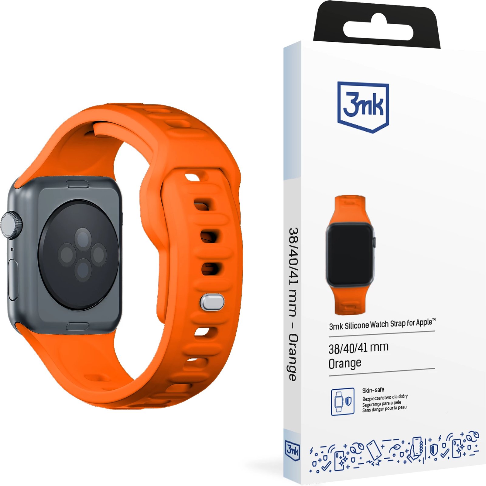 Rrip silikoni për Apple Watch 3mk, 38/40/41mm, Portokalli
