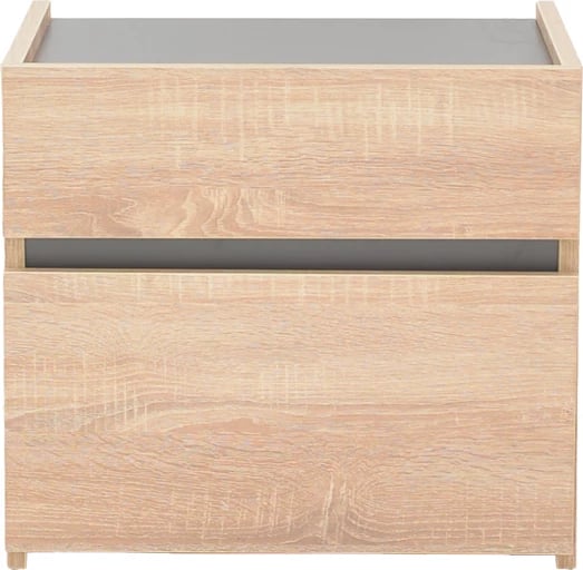Komodinë anësore Comcie, ngjyrë natyrale me gri, 50x42x45.5cm