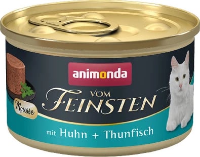Ushqim i lëngëshëm për mace Vom Feinsten Mousse pulë+ tuna, 85 gr