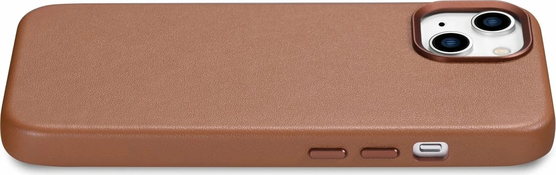 Mbështjellës iCarer për iPhone 14 Plus, lëkurë natyrale, MagSafe, Kafe