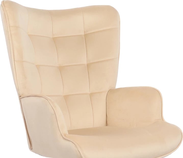 Karrige rrotulluese Lobima, kadife krem, bazë e zezë, 71x68x104cm