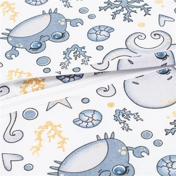 Jastëk ngritës karrige për fëmijë, New Baby, BASIC Octopuses, 32x32x8 cm, mbulesë pambuku, rripa fiksimi, blu