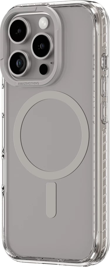 Mbështjellës AmazingThing Titan Pro Mag me unazë magnetike për iPhone 16 Pro, Gri