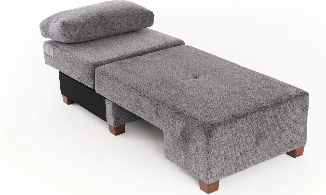 Divan-krevat treshe, pëlhurë chenille, ngjyrë gri, Perenna