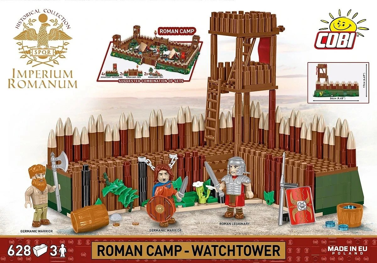 Set blloqe ndërtimi, Cobi, COBI-20076 Roman Camp Watchtower, 628 pjesë, 3 figurina, 8+