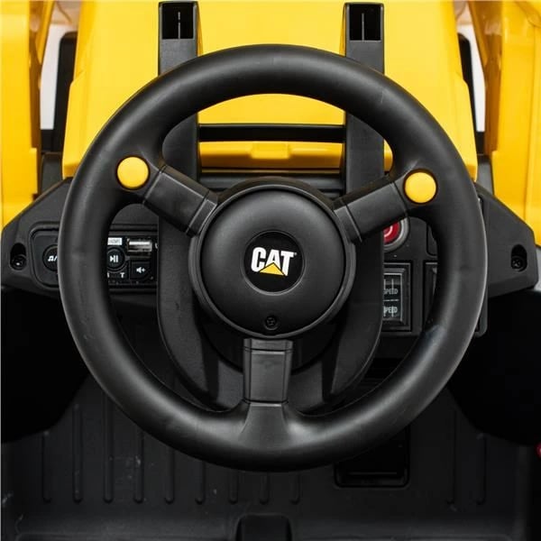 Traktor elektrik fëmijësh, Baby Mix, CAT, 6V 4Ah, LED, melodi, i verdhë