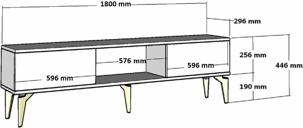 Komodë TV Skye Decor, ngjyrë antracit dhe ari, Defne