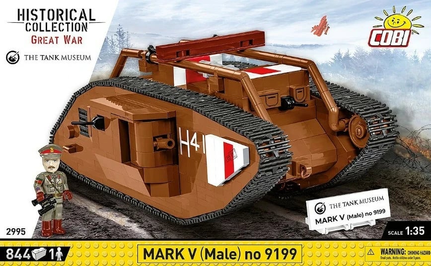 Set lodër ndërtimi Cobi Klocki Mark V (Male) 9199, 844 pjesë, kafe