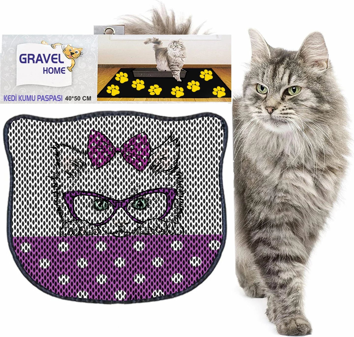 Tapet për rërë mace, shumëngjyrësh, Paws & Whiskers, Kdkafa0257, 40x50cm