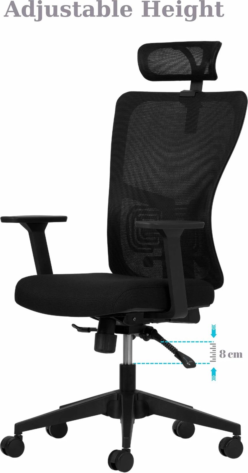 Karrige zyre ergonomike, ngjyrë e zezë, Skye Decor, 126 cm