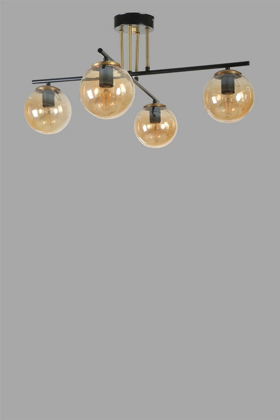 Llambë tavani Opviq Oslo, 4 drita, ngjyrë qelqi balte dhe e zezë