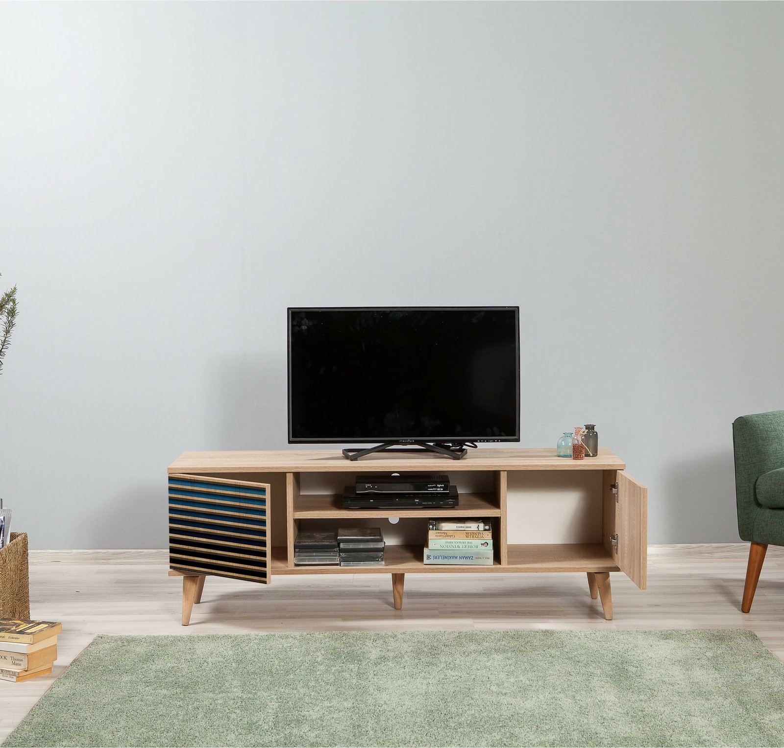 Komodë TV Hanah Home, Truva-222, ngjyrë lisi Sonoma