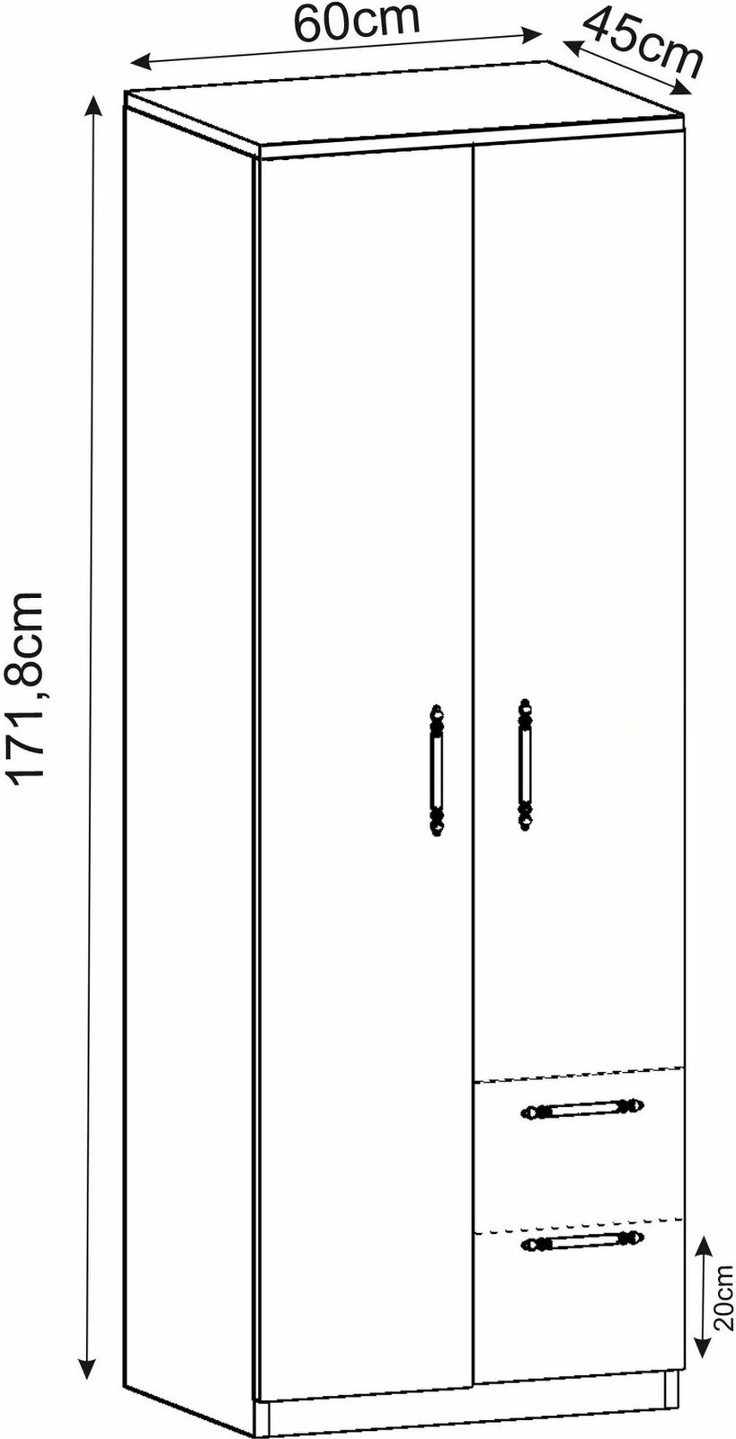 Dollap rrobash Skye Decor, Vespera 2, i bardhë