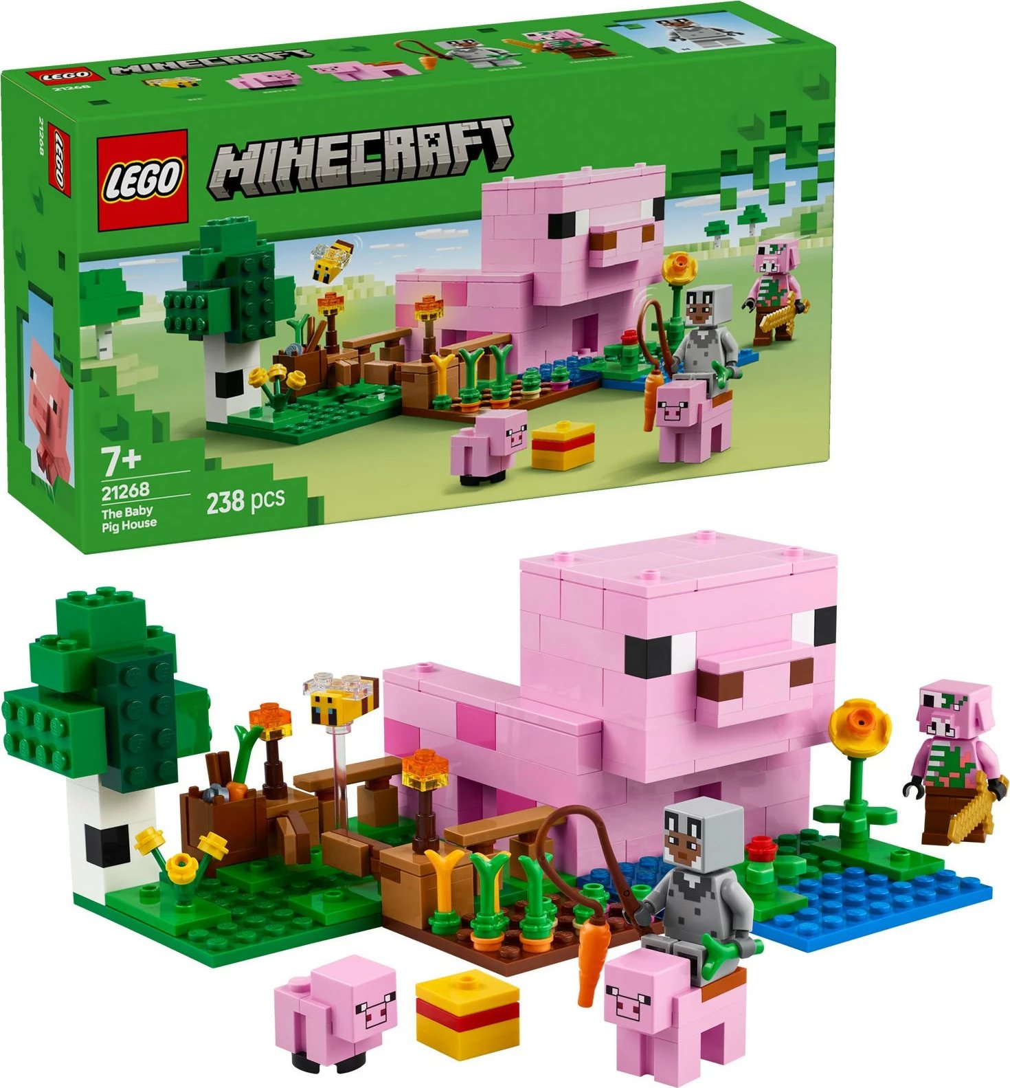 Set ndërtimi LEGO Minecraft 21268 Das Babyschwein-Haus 238 pjesë, multikolor