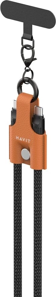Kabllo karikimi USB C në USB C Havit CB6344, 1.2m, e zezë/kafe