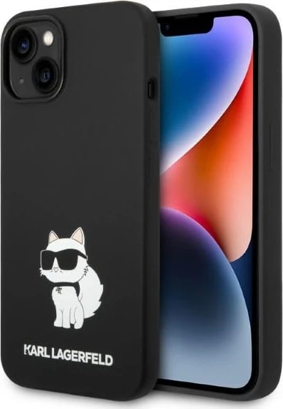 Mbështjellës Karl Lagerfeld KLHMP14MSNCHBCK për iPhone 14 Plus 6.7", silikon, MagSafe, zi
