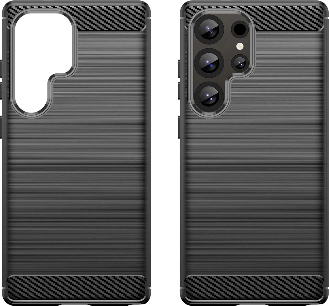 Mbështjellës Hurtel Carbon Case për Samsung Galaxy S25 Ultra, TPU, Zi