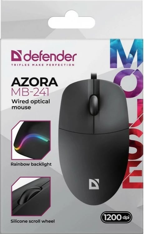 Maus Defender Azora MB-241, me kabllo, 1200 DPI, RGB, i zi