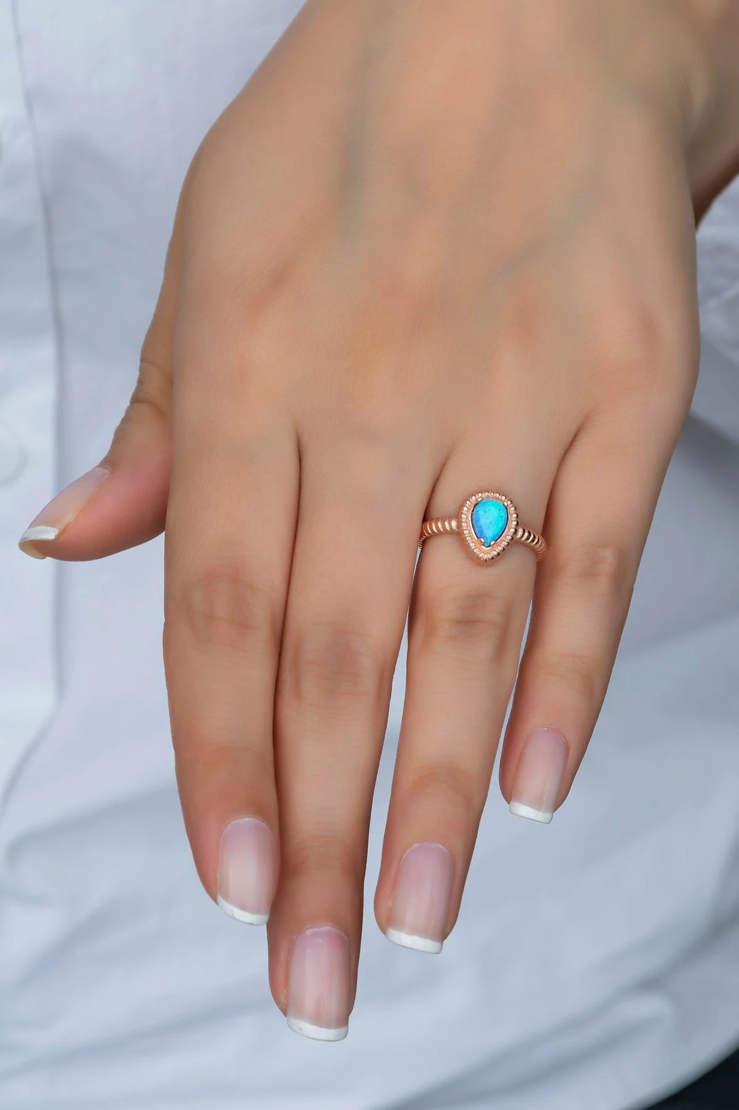 Unazë argjendi Jumeon, opal, ngjyrë rozë ari dhe kaltër, NRZ99380