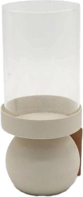 Mbajtëse qirinjsh Vela, metal dhe xham, bezhë, 10.5x10.5x23.5cm