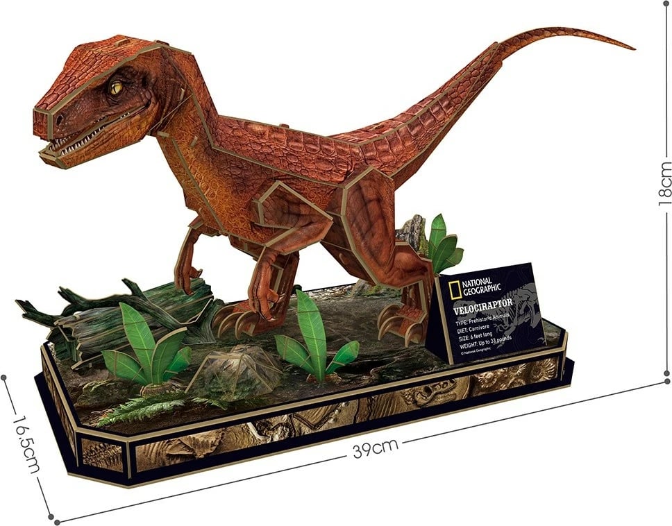 Puzzle 3D Cubic Fun National Geographic Velociraptor, 63 pjesë