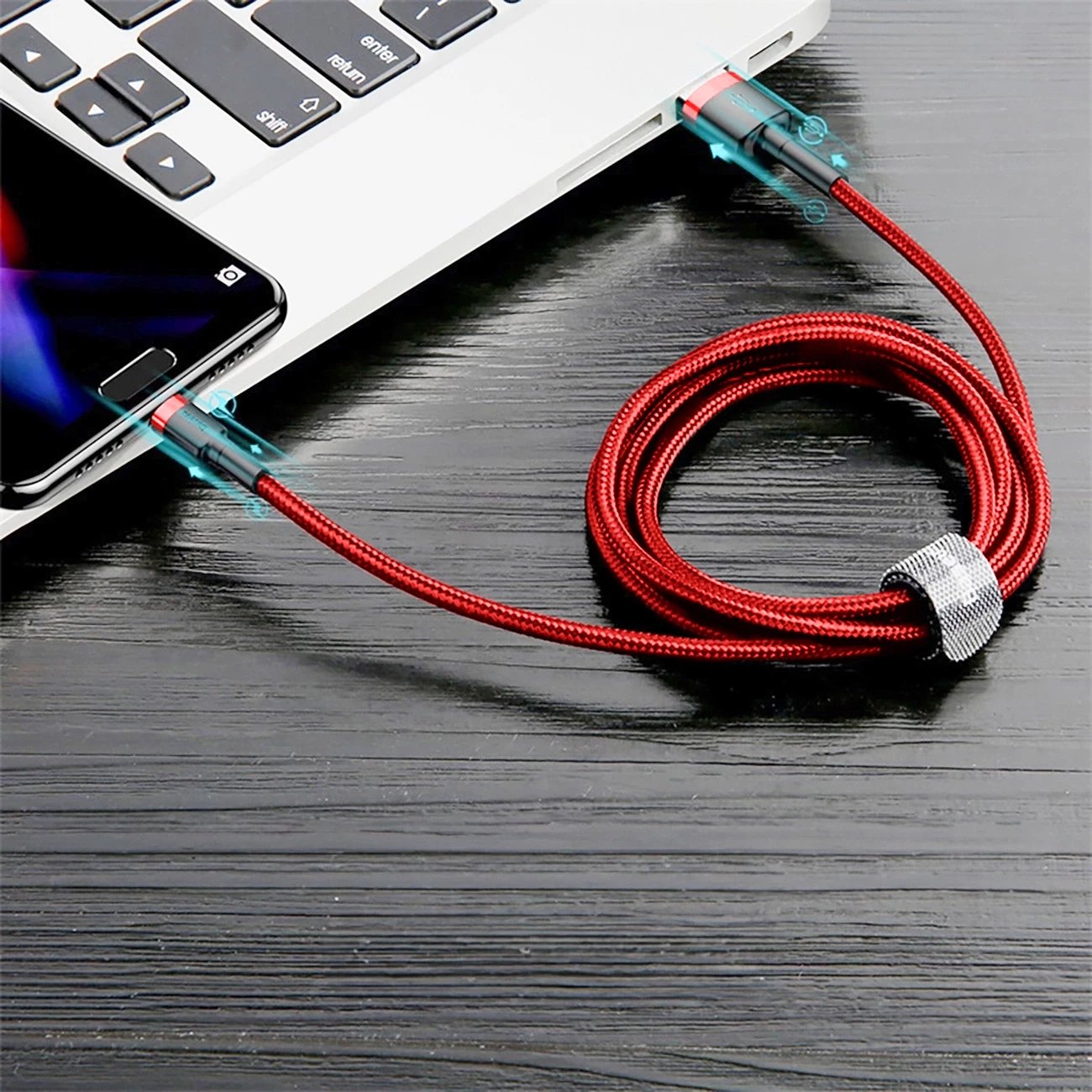 Kabllo Baseus Cafule CATKLF-B09 USB-A në USB-C, 1m, e kuqe