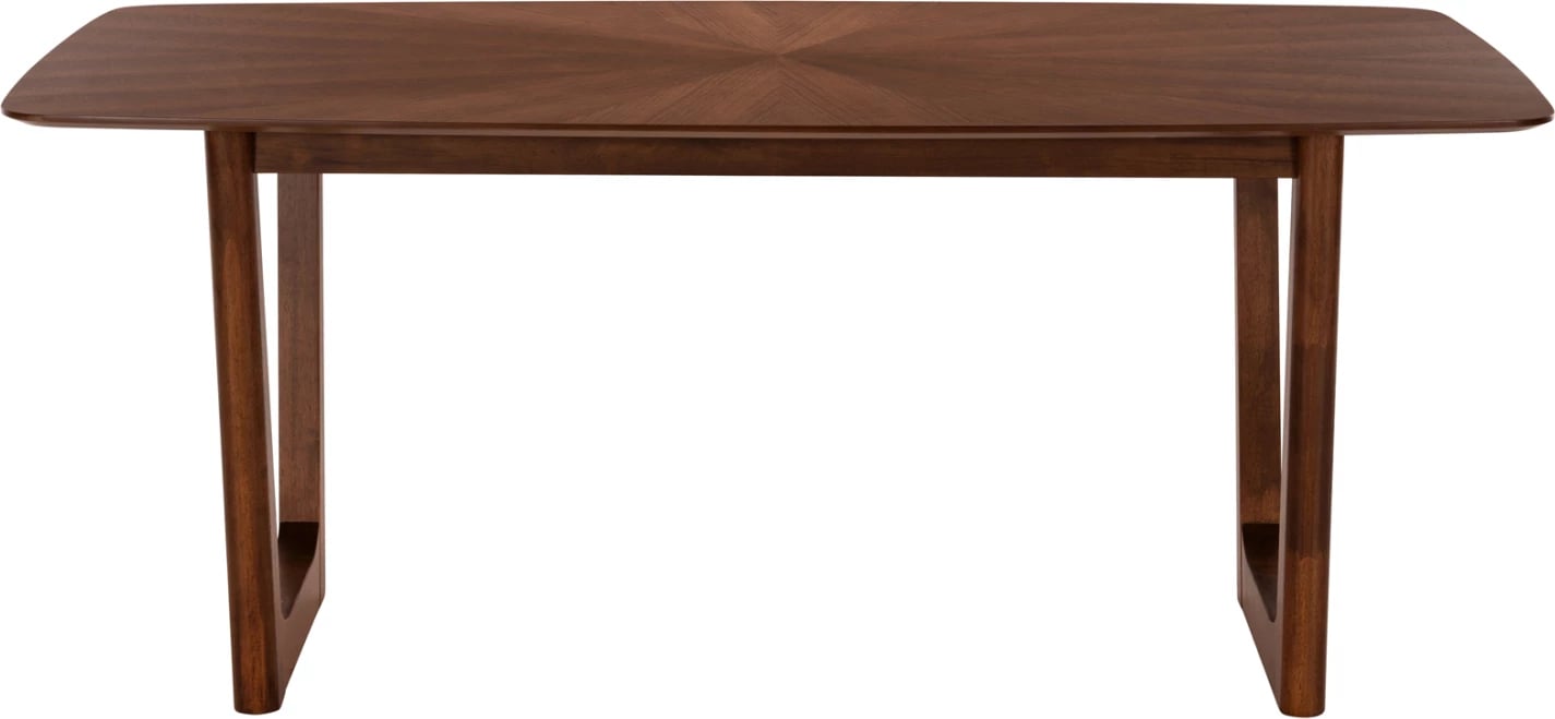 Tavolinë drejtkëndore për ngrënie RINER FH9745 MDF me finiturë arre në stil sunburst 180x90x76H cm