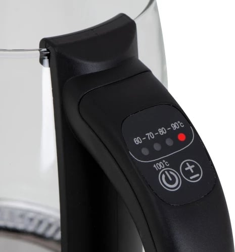 Zierës uji elektrik, Camry CR 1290, xham 2.0 L, kontroll temperature 60–100°C, shportë çaji, i zi