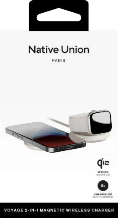 Karikues wireless Native Union Voyage 2-in-1, për smartphone, gri e çelët
