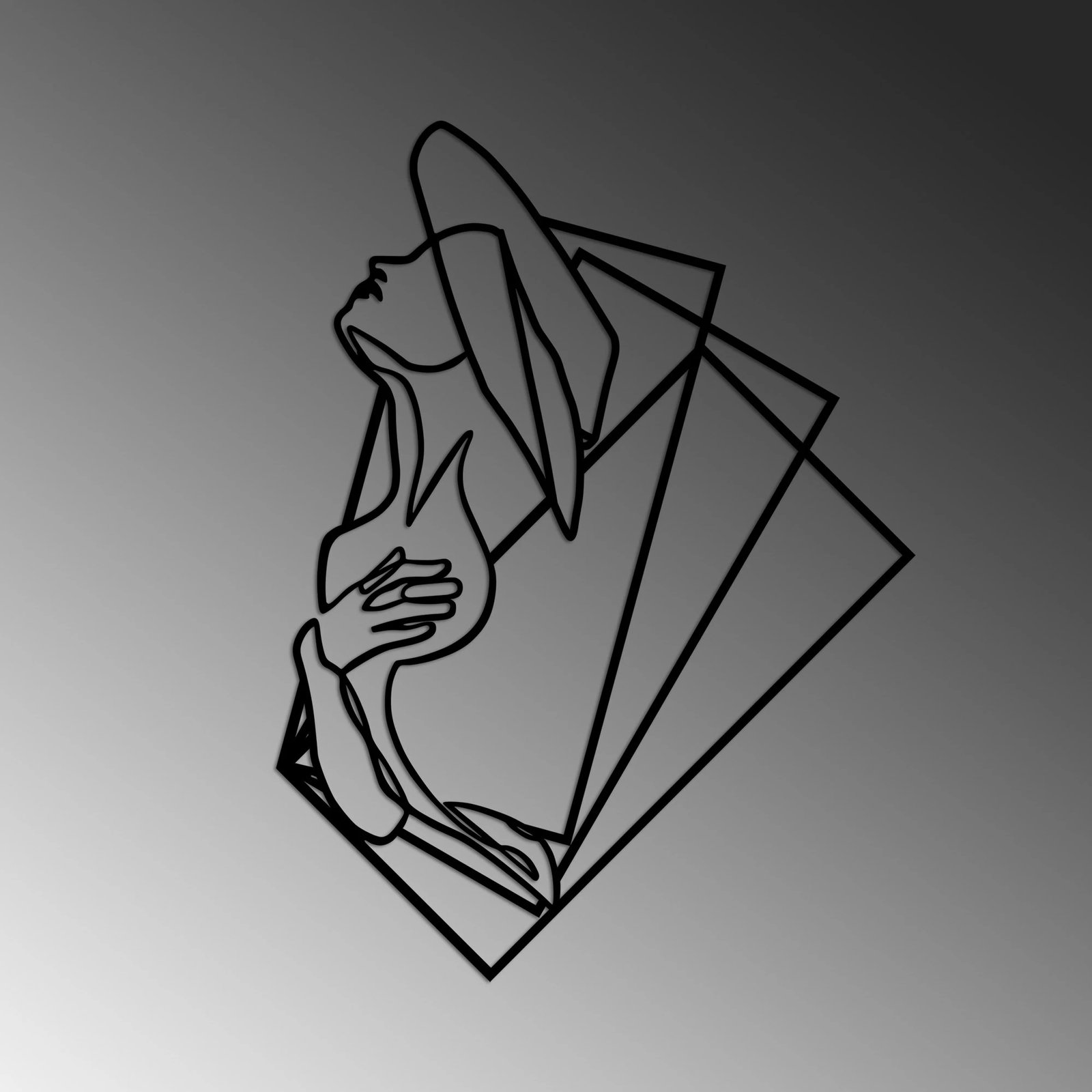 Aksesor dekorativ metalik për mur, Wallity, grua 1 - M