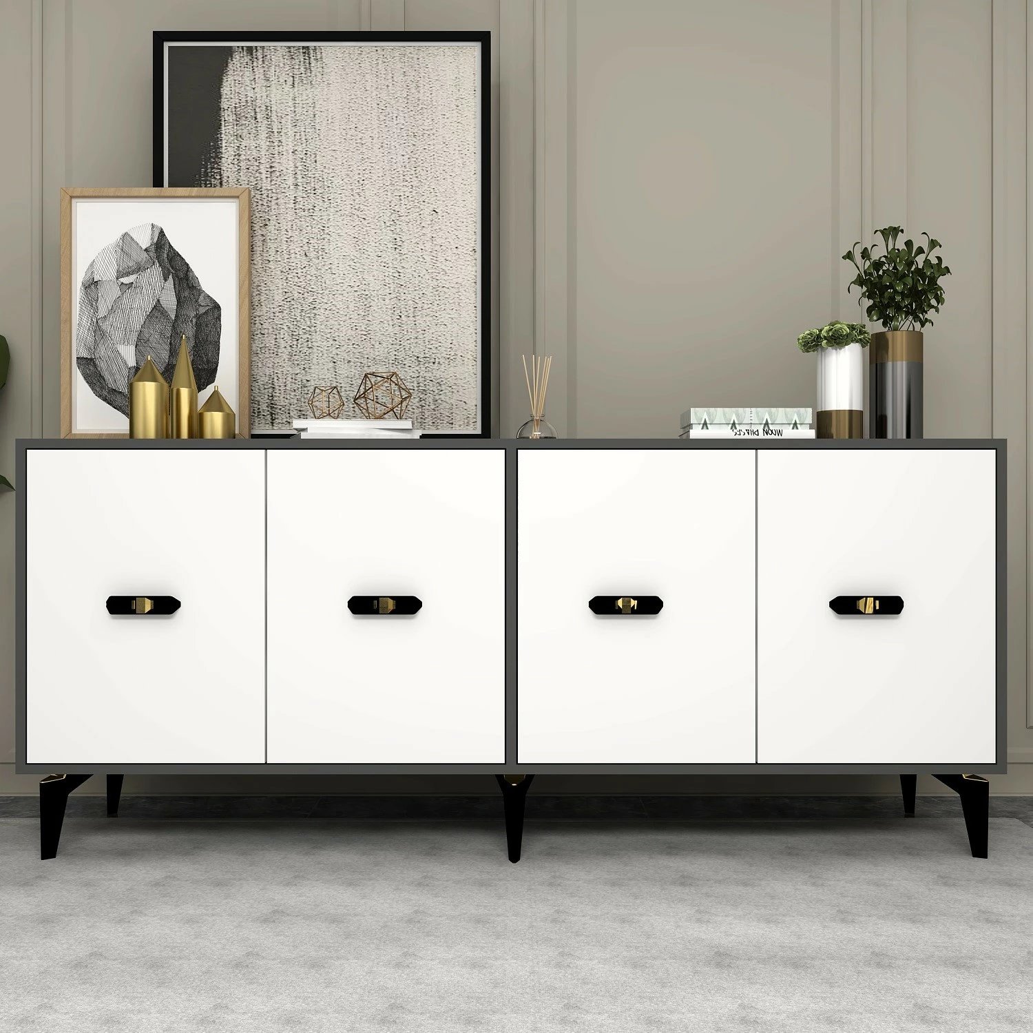 Konsol Skye Decor, anthracite, e bardhë