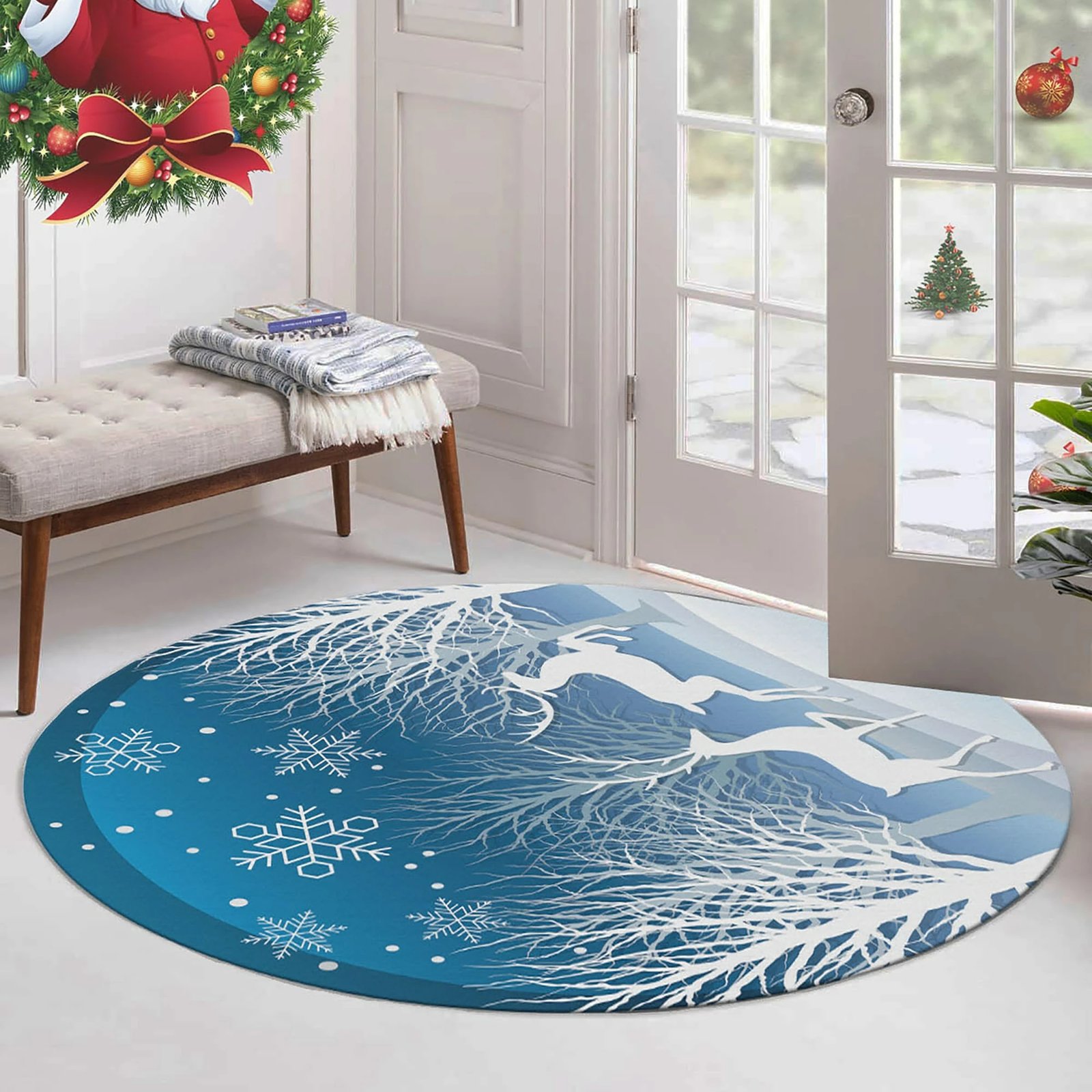 Qilim rrumbullak, ngjyrë kaltër e bardhë, Conceptum Hypnose, Woopamuk450, 150cm