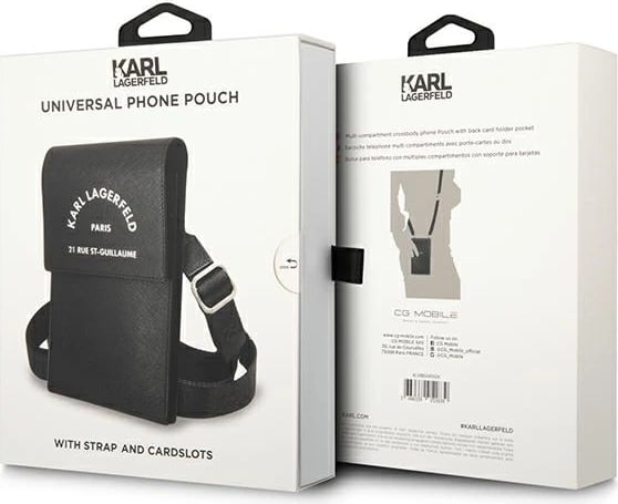 Çantë për telefon Karl Lagerfeld Embossed RSG, e zezë