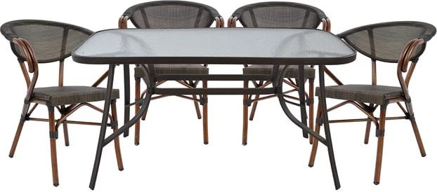 Set kopshti tavolinë & karrige Bruno, 5 pjesë, të kafta