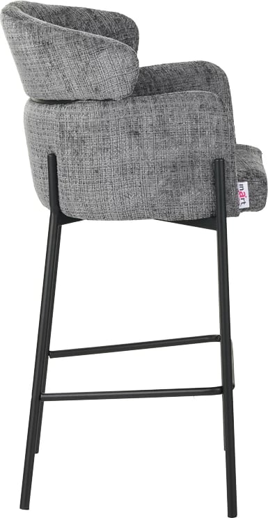 Karrige për bar Tolerse, material stof ngjyrë gri e çelët, këmbë metalike të zeza