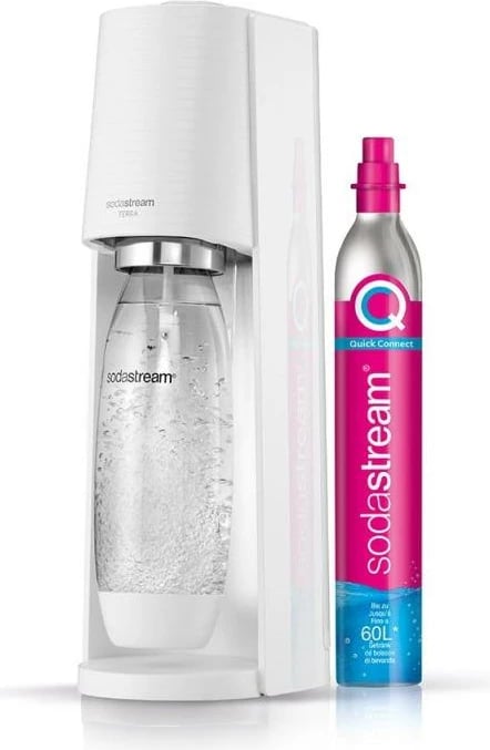 Aparat për ujë të gazuar, SodaStream Terra, Quick Connect CO2 60L + shishe PET 1L, e bardhë