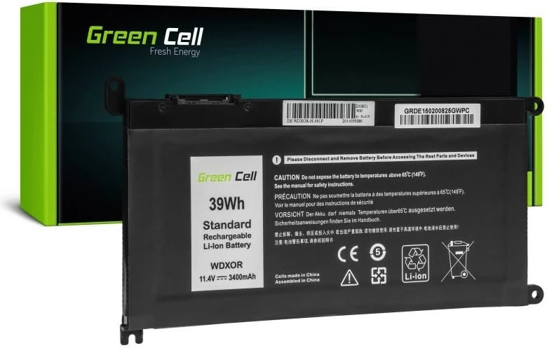 Bateri për laptop Green Cell DE150, 3400mAh, 11.4V, për Dell Inspiron, e zezë