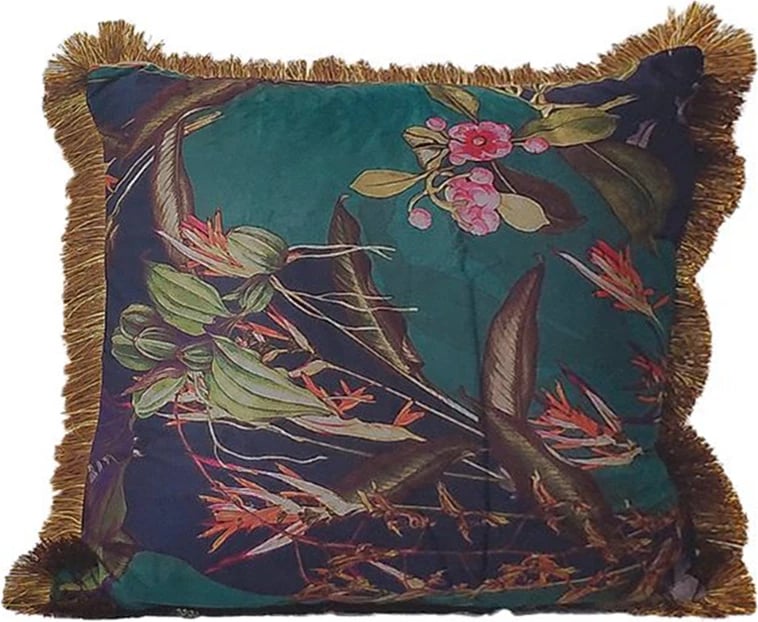 Jastëk dekorativ Blossom, kadife, shumëngjyrësh, 45x45cm