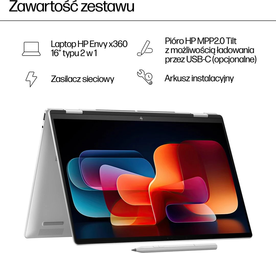 Laptop HP ENVY x360 16-ac0013dx, Intel Core Ultra 5 125U, 16" touchscreen, 16 GB RAM, 512 GB SSD, Silver