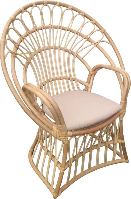 Karrige Boloni Inart me jastëk bezhë, ratan natyral, 100x67x120cm