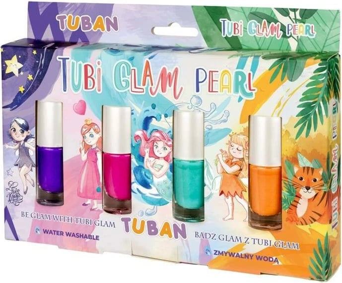 Set llak thonjsh TUBAN Tubi Glam Pearl, 4 copë, për vajza, Mix ngjyra