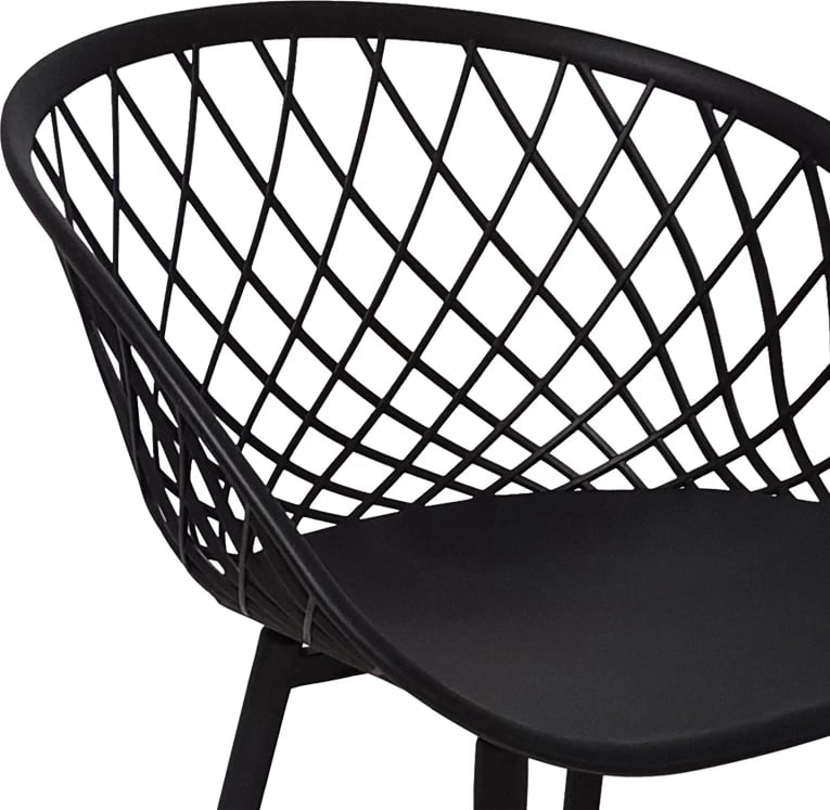 Karrige me mbështetëse Ezra, ngjyrë e zezë, këmbë metalike të zeza, 62x42x82cm (set prej 4 copash)