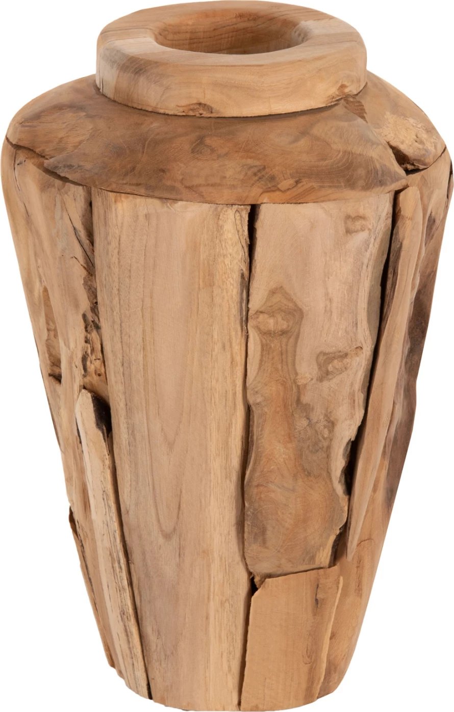 Vazo dekorative ZENIA FH7918, copa të ricikluara druri teak, ngjyrë natyrale, Φ20x40H cm